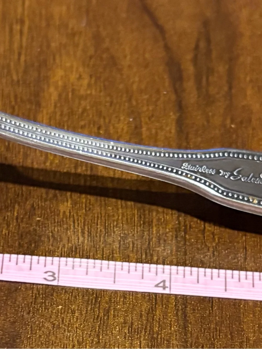Vintage Salem 1776 stainless steel Japan satin ladle with beaded edge.